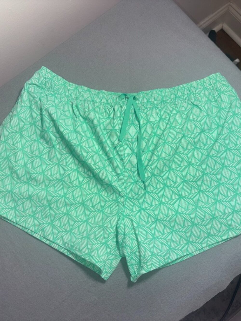 Lauren James Athletic Shorts Geo Print Drawstring Waist Mint Casual Size XL